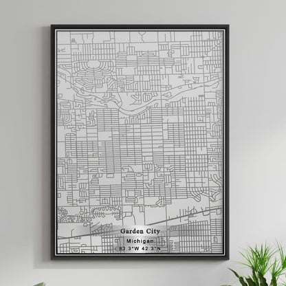 ROAD MAP OF GARDEN CITY, MICHIGAN BY MAPBAKES