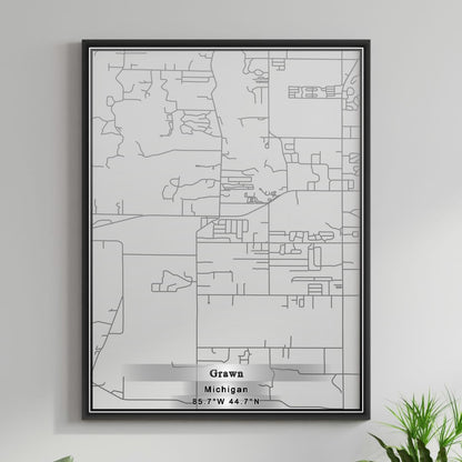 ROAD MAP OF GRAWN, MICHIGAN BY MAPBAKES