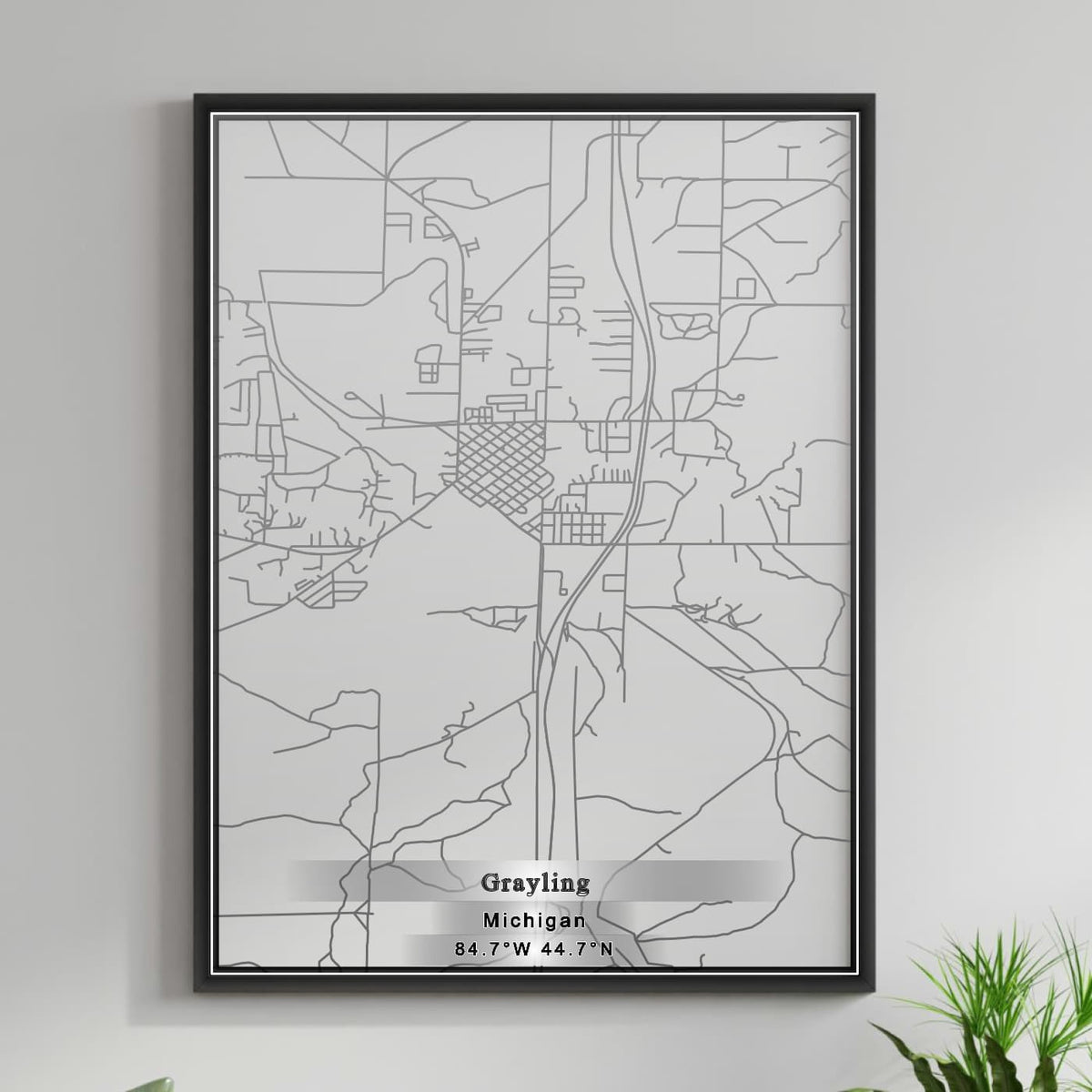 ROAD MAP OF GRAYLING, MICHIGAN BY MAPBAKES