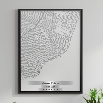 ROAD MAP OF GROSSE POINTE, MICHIGAN BY MAPBAKES