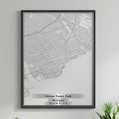 ROAD MAP OF GROSSE POINTE PARK, MICHIGAN BY MAPBAKES