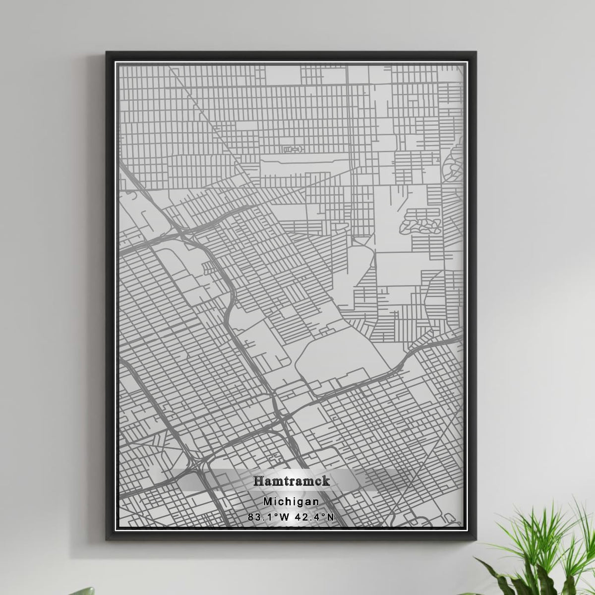 ROAD MAP OF HAMTRAMCK, MICHIGAN BY MAPBAKES