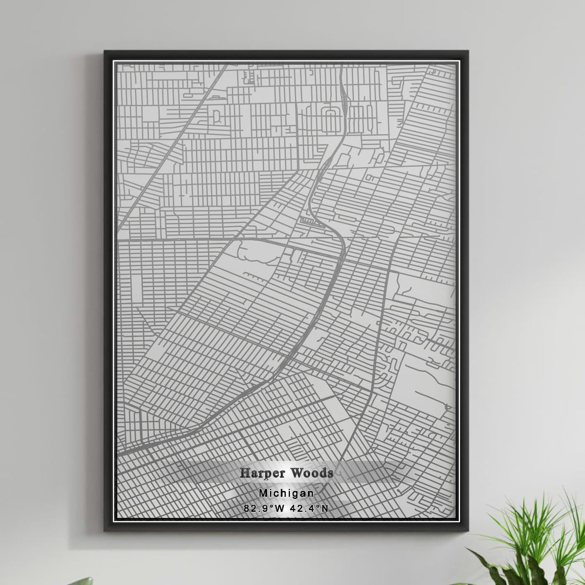 ROAD MAP OF HARPER WOODS, MICHIGAN BY MAPBAKES