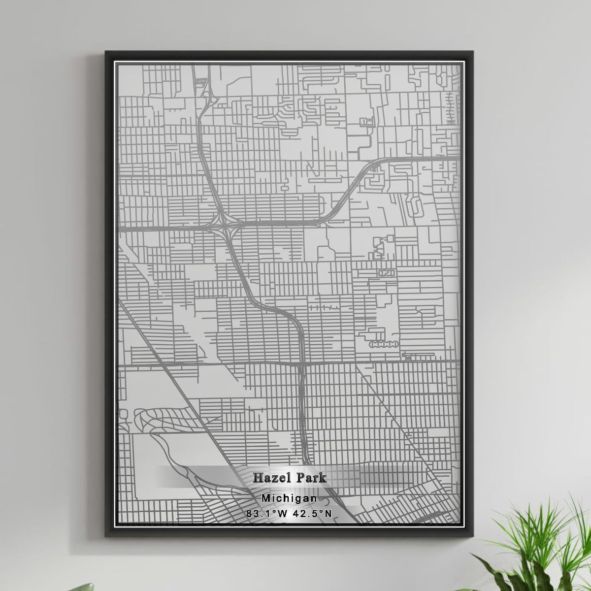 ROAD MAP OF HAZEL PARK, MICHIGAN BY MAPBAKES