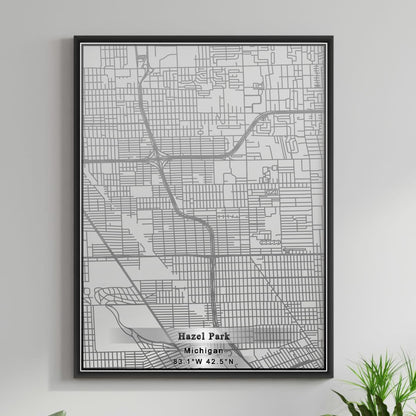 ROAD MAP OF HAZEL PARK, MICHIGAN BY MAPBAKES
