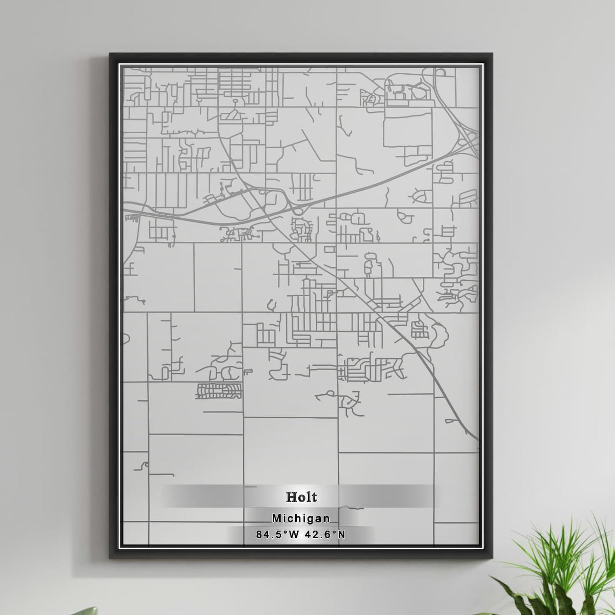 ROAD MAP OF HOLT, MICHIGAN BY MAPBAKES