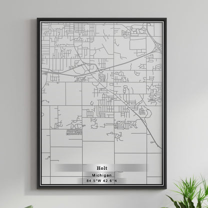 ROAD MAP OF HOLT, MICHIGAN BY MAPBAKES