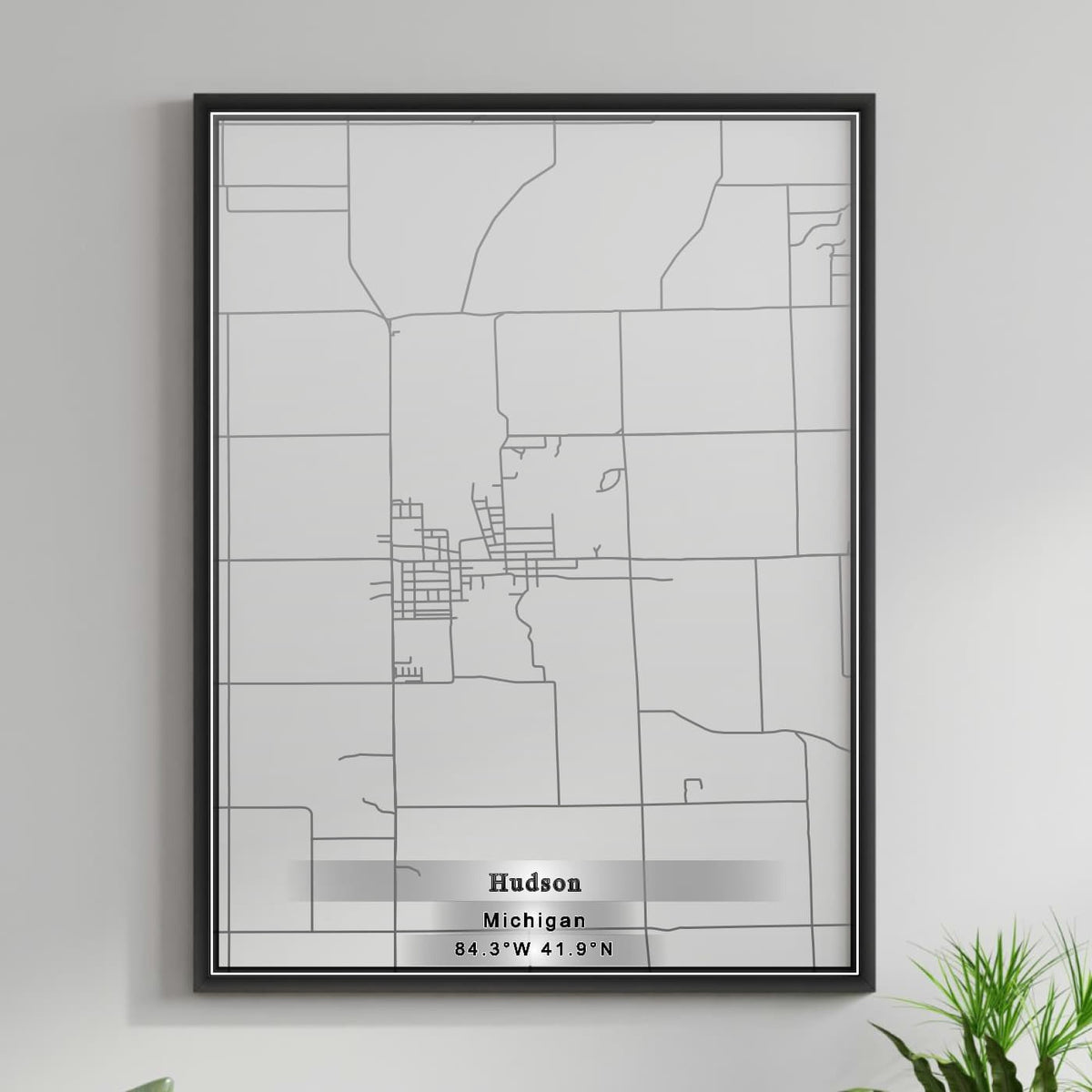 ROAD MAP OF HUDSON, MICHIGAN BY MAPBAKES