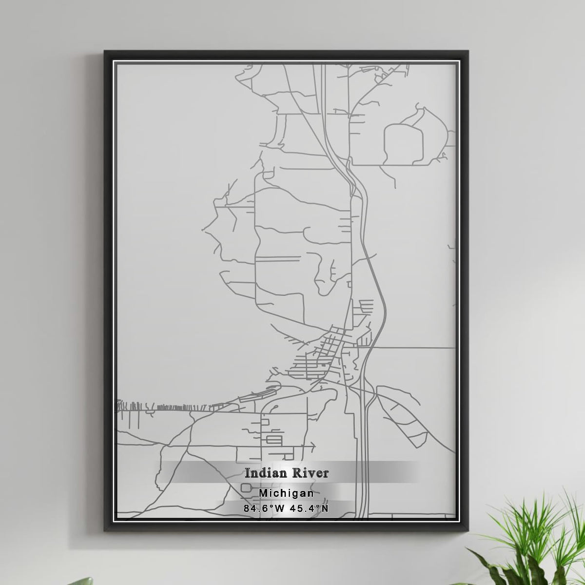ROAD MAP OF INDIAN RIVER, MICHIGAN BY MAPBAKES