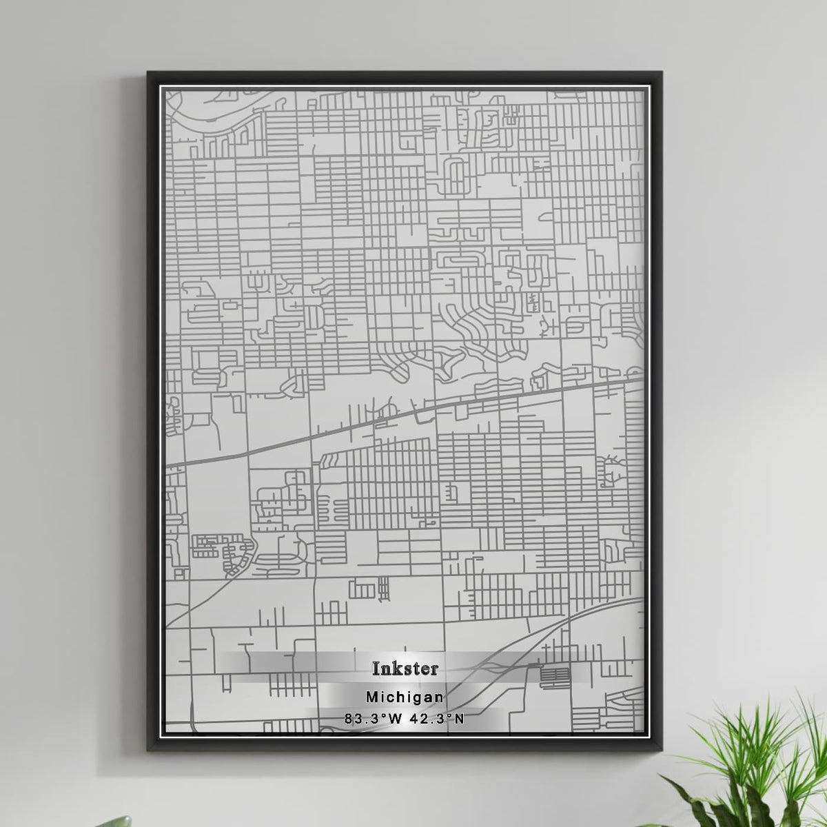 ROAD MAP OF INKSTER, MICHIGAN BY MAPBAKES