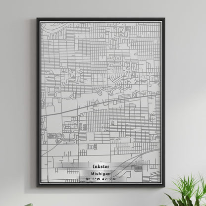 ROAD MAP OF INKSTER, MICHIGAN BY MAPBAKES