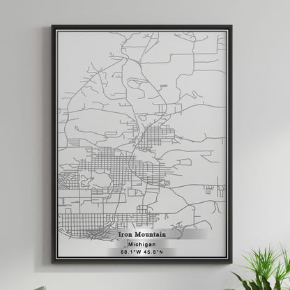 ROAD MAP OF IRON MOUNTAIN, MICHIGAN BY MAPBAKES