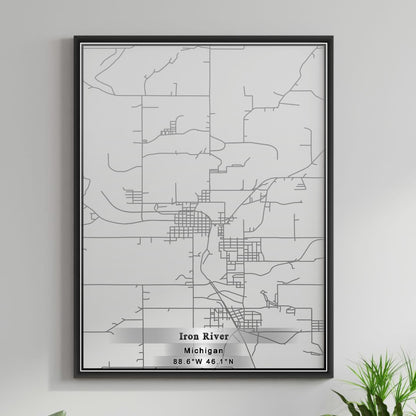 ROAD MAP OF IRON RIVER, MICHIGAN BY MAPBAKES