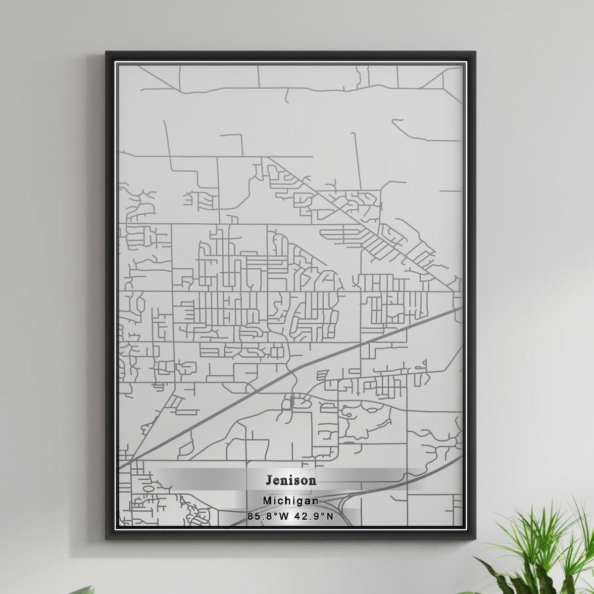 ROAD MAP OF JENISON, MICHIGAN BY MAPBAKES