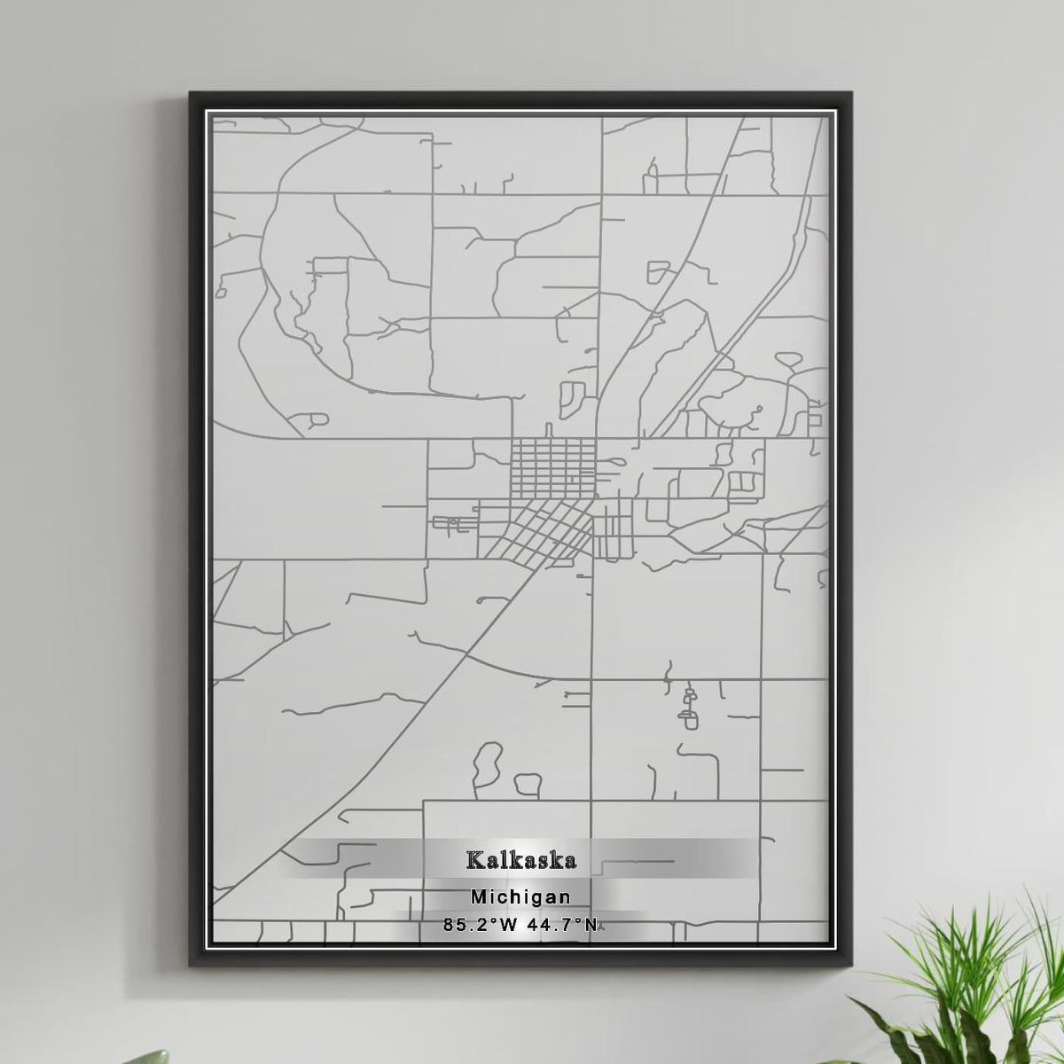 ROAD MAP OF KALKASKA, MICHIGAN BY MAPBAKES