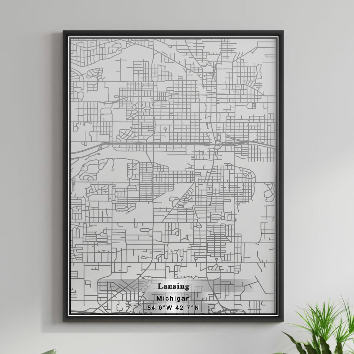 ROAD MAP OF LANSING, MICHIGAN BY MAPBAKES