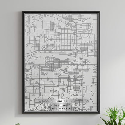 ROAD MAP OF LANSING, MICHIGAN BY MAPBAKES