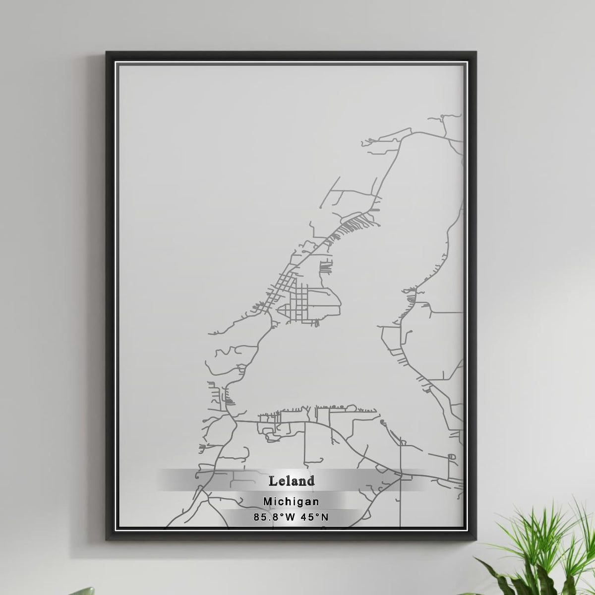 ROAD MAP OF LELAND, MICHIGAN BY MAPBAKES