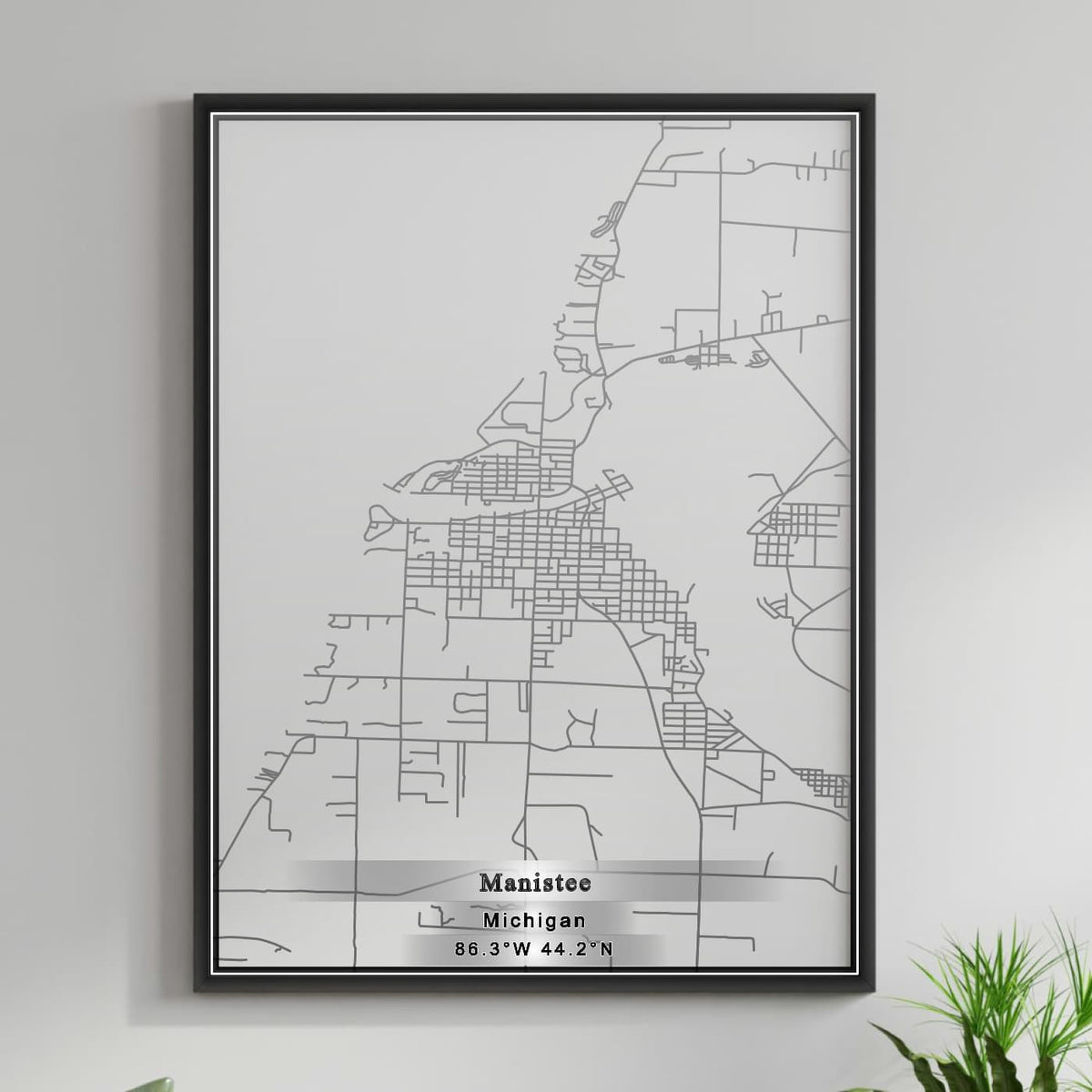 ROAD MAP OF MANISTEE LAKE, MICHIGAN BY MAPBAKES