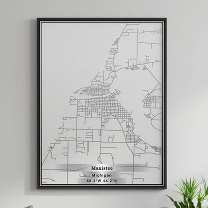 ROAD MAP OF MANISTEE LAKE, MICHIGAN BY MAPBAKES