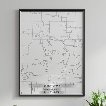 ROAD MAP OF MAPLE GROVE, MICHIGAN BY MAPBAKES
