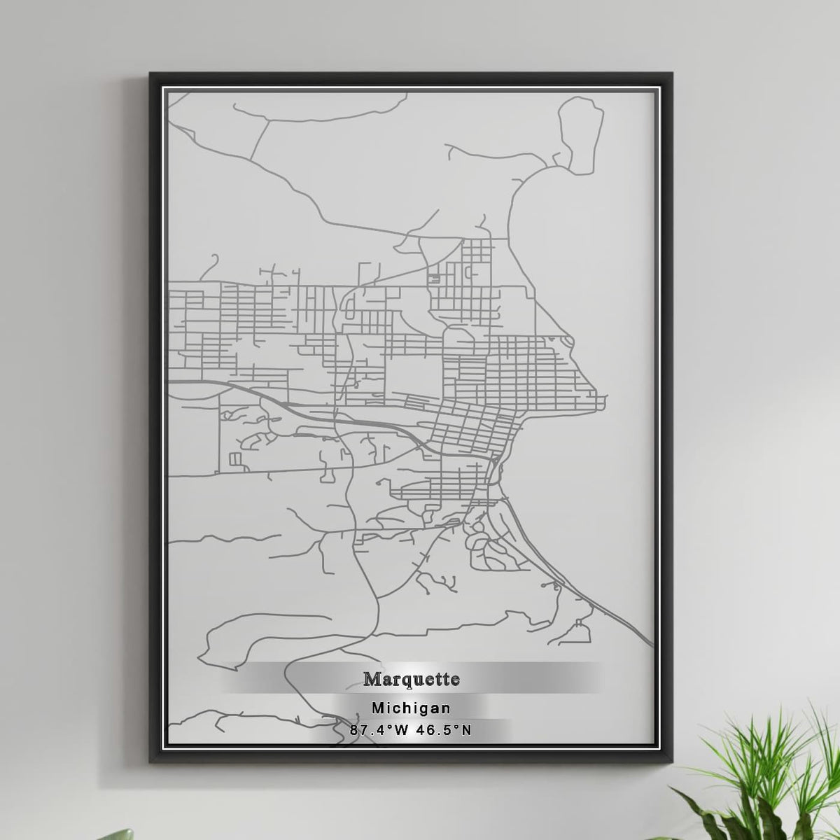 ROAD MAP OF MARQUETTE, MICHIGAN BY MAPBAKES