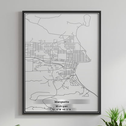 ROAD MAP OF MARQUETTE, MICHIGAN BY MAPBAKES
