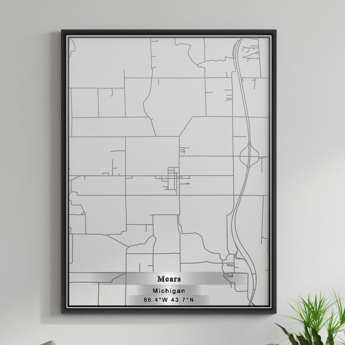 ROAD MAP OF MEARS, MICHIGAN BY MAPBAKES