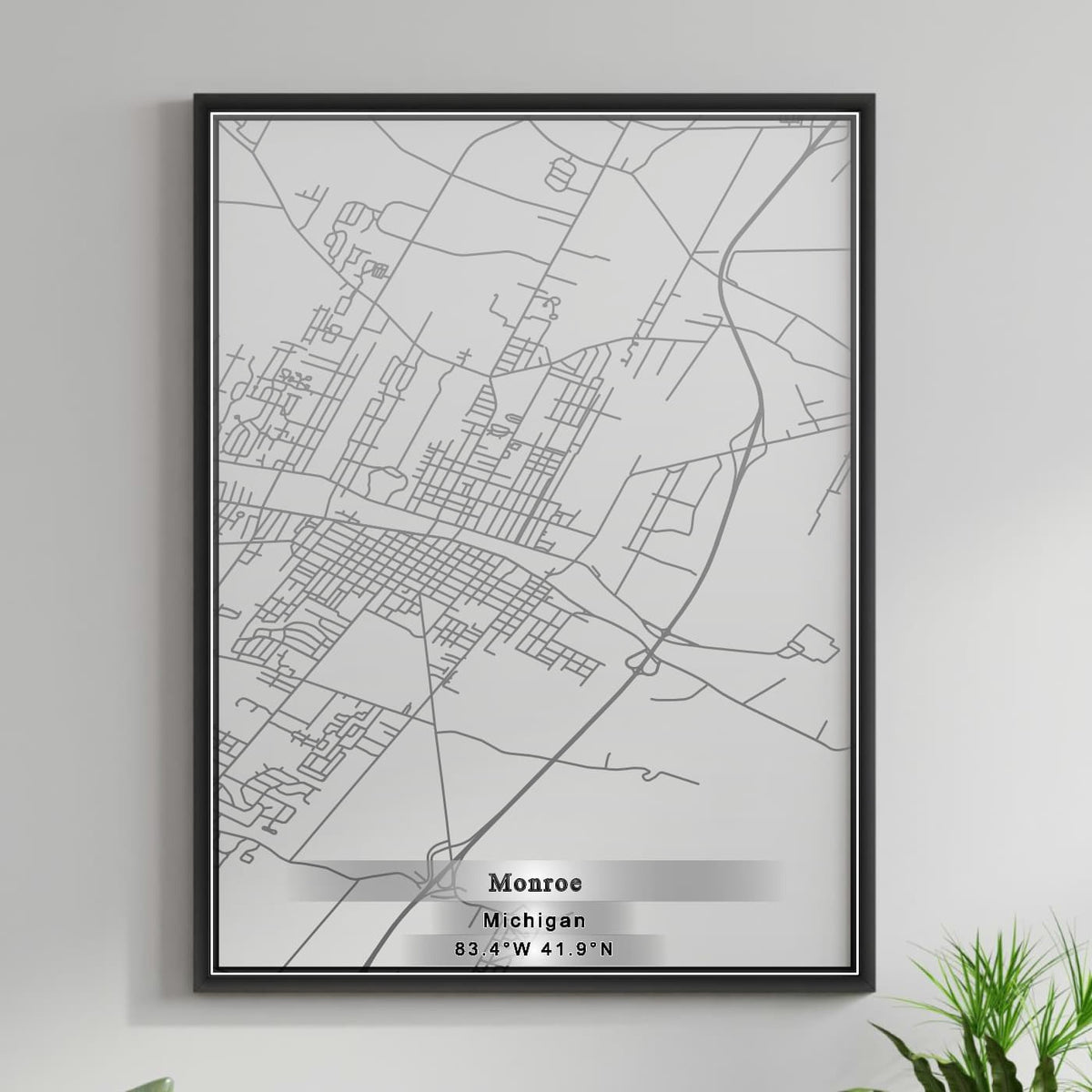ROAD MAP OF MONROE, MICHIGAN BY MAPBAKES