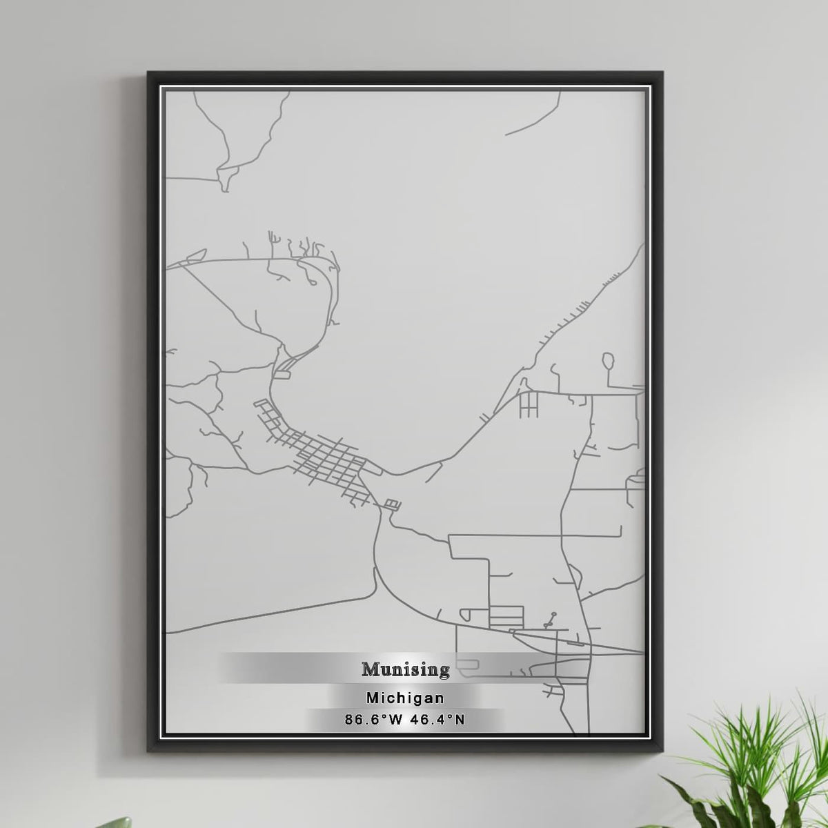 ROAD MAP OF MUNISING, MICHIGAN BY MAPBAKES