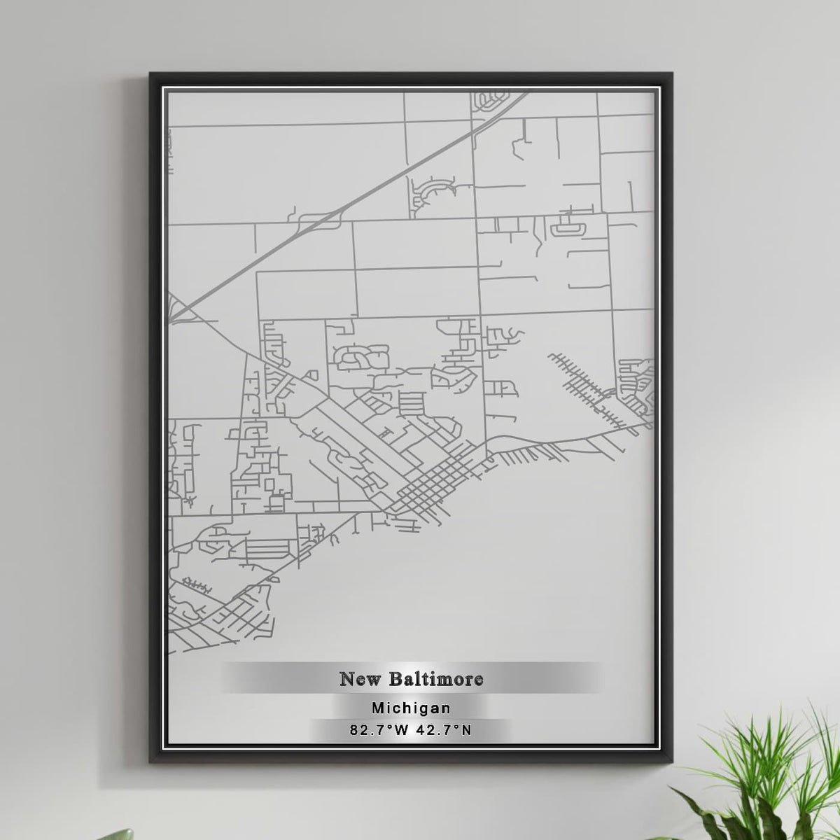 ROAD MAP OF NEW BALTIMORE, MICHIGAN BY MAPBAKES