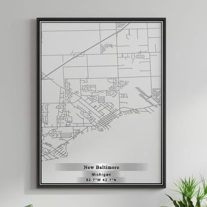 ROAD MAP OF NEW BALTIMORE, MICHIGAN BY MAPBAKES