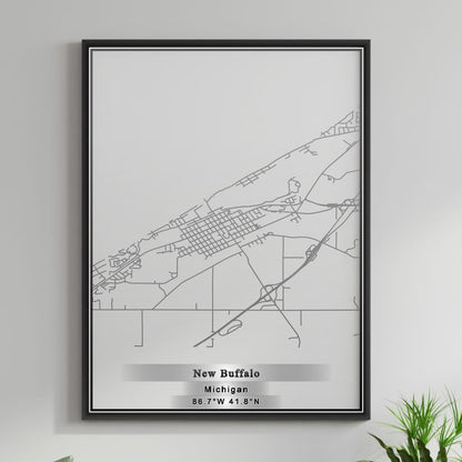 ROAD MAP OF NEW BUFFALO, MICHIGAN BY MAPBAKES
