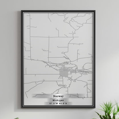 ROAD MAP OF NORWAY, MICHIGAN BY MAPBAKES