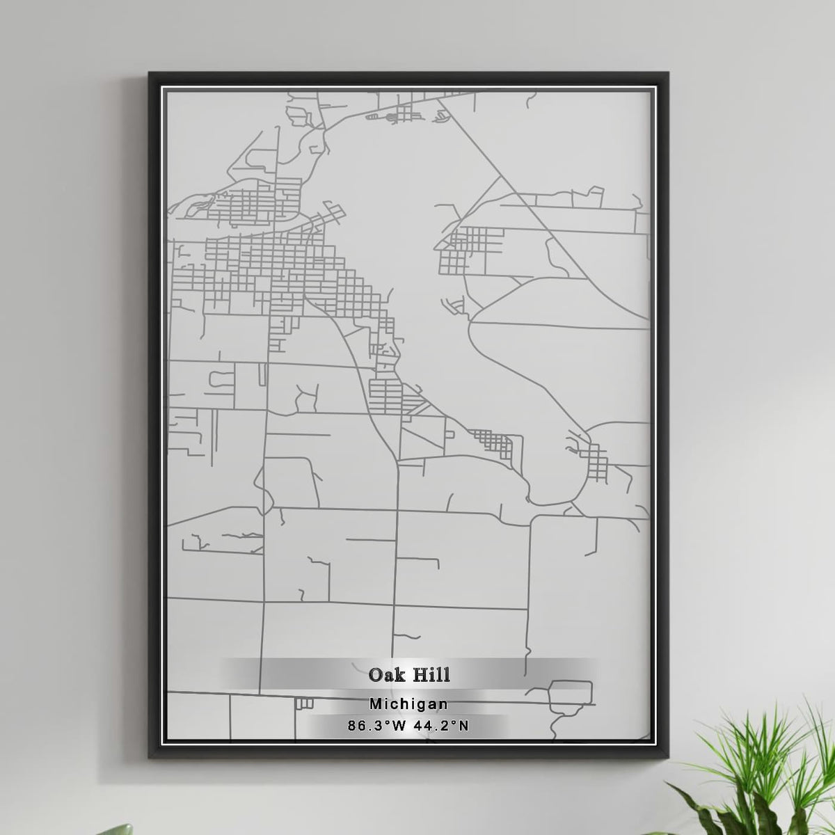 ROAD MAP OF OAK HILL, MICHIGAN BY MAPBAKES