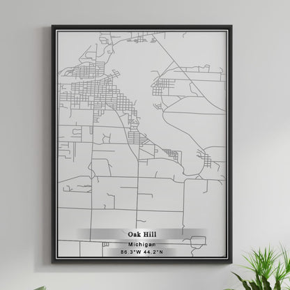 ROAD MAP OF OAK HILL, MICHIGAN BY MAPBAKES