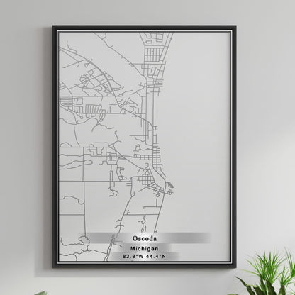 ROAD MAP OF OSCODA, MICHIGAN BY MAPBAKES