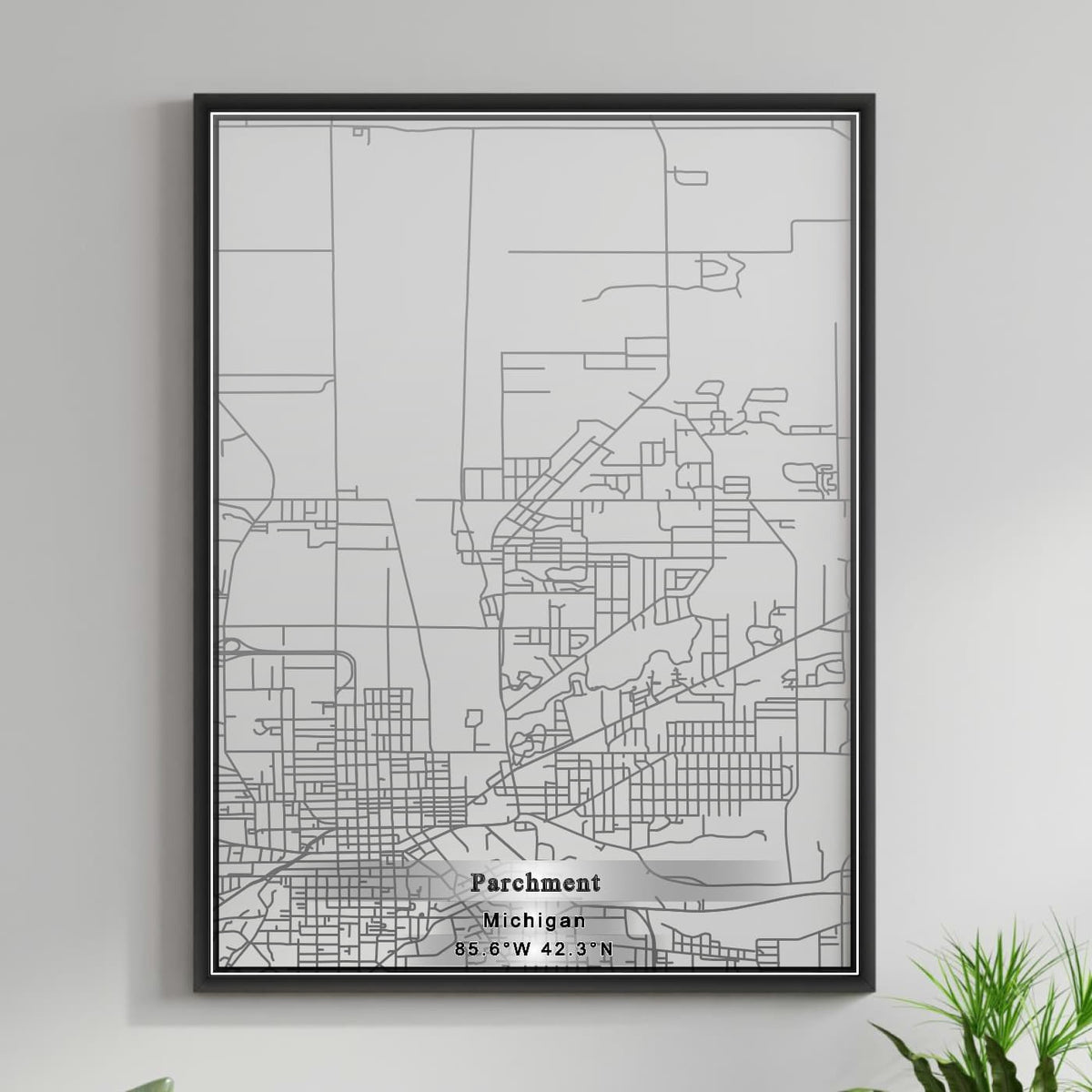 ROAD MAP OF PARCHMENT, MICHIGAN BY MAPBAKES