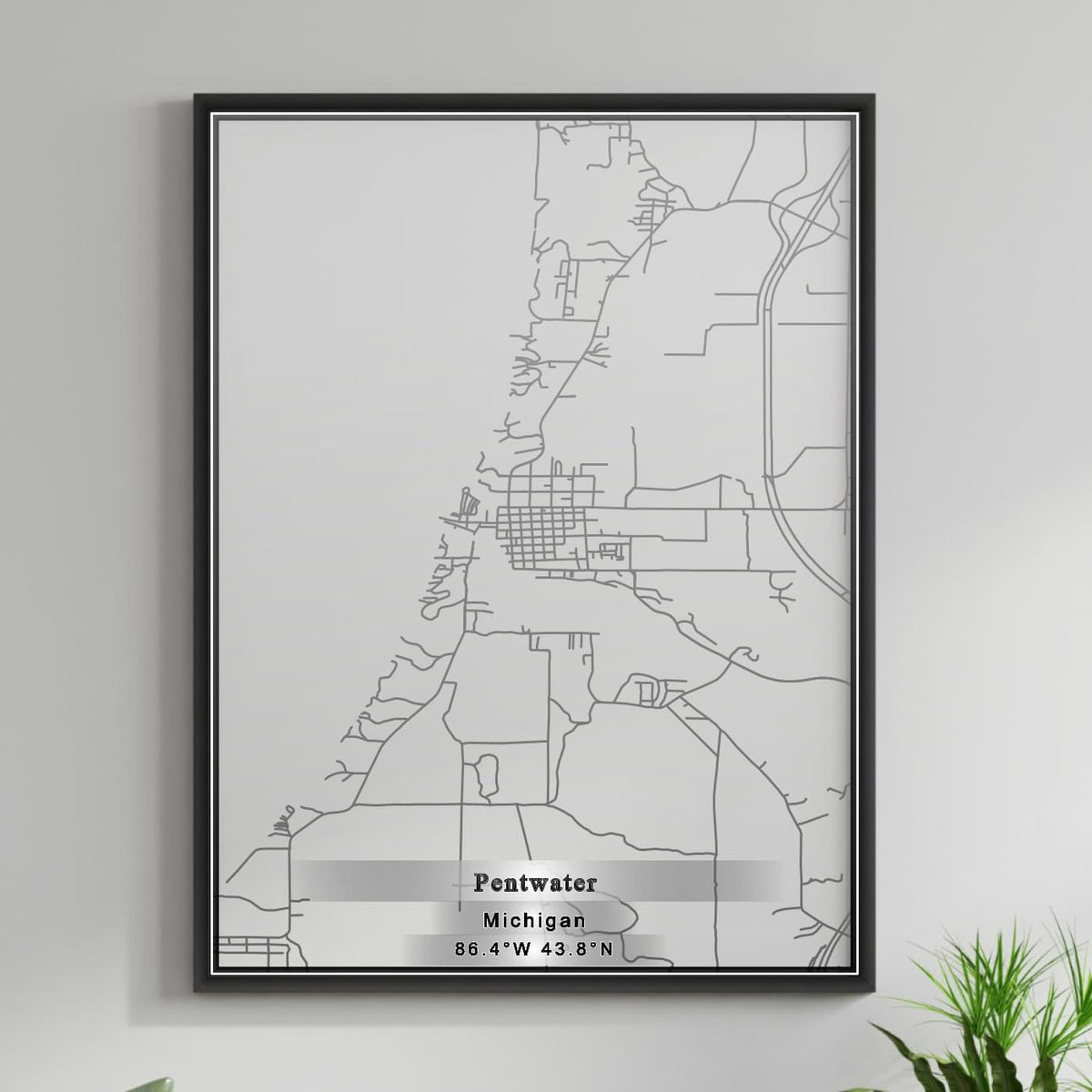 ROAD MAP OF PENTWATER, MICHIGAN BY MAPBAKES