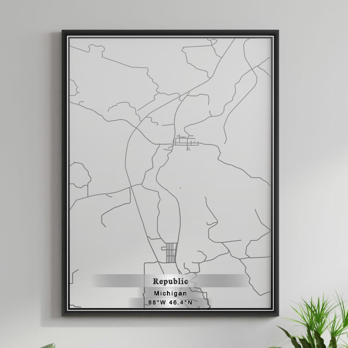ROAD MAP OF REPUBLIC, MICHIGAN BY MAPBAKES