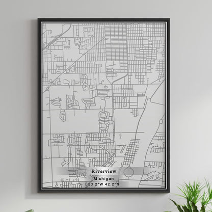 ROAD MAP OF RIVERVIEW, MICHIGAN BY MAPBAKES