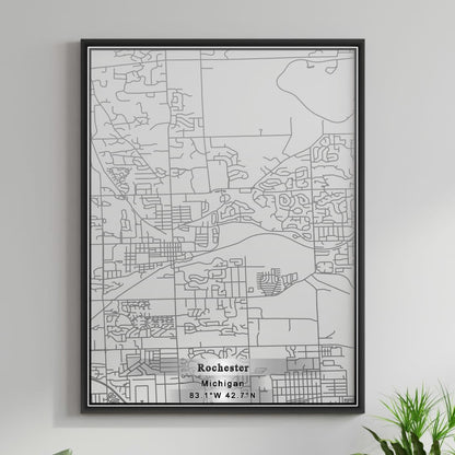 ROAD MAP OF ROCHESTER, MICHIGAN BY MAPBAKES
