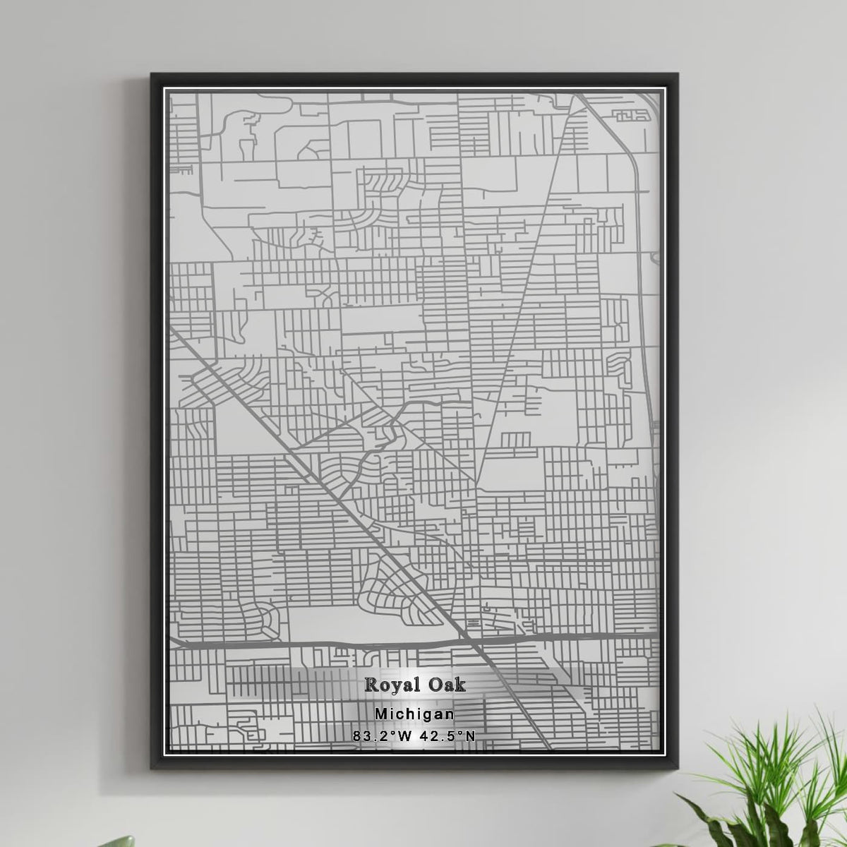 ROAD MAP OF ROYAL OAK, MICHIGAN BY MAPBAKES