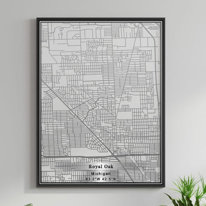 ROAD MAP OF ROYAL OAK, MICHIGAN BY MAPBAKES