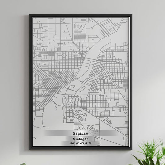 ROAD MAP OF SAGINAW, MICHIGAN BY MAPBAKES