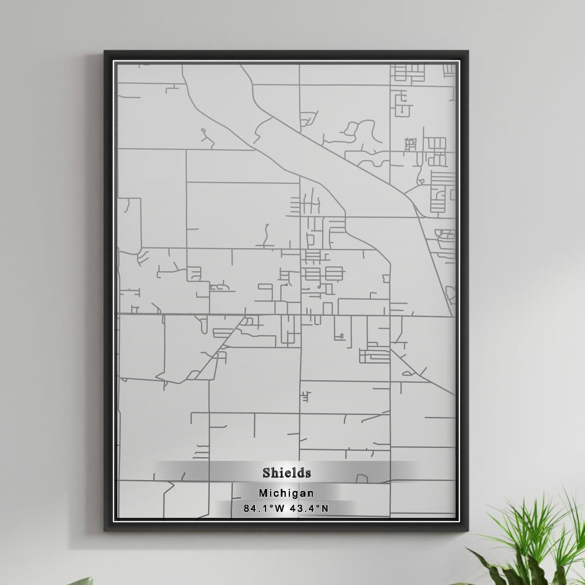 ROAD MAP OF SHIELDS, MICHIGAN BY MAPBAKES
