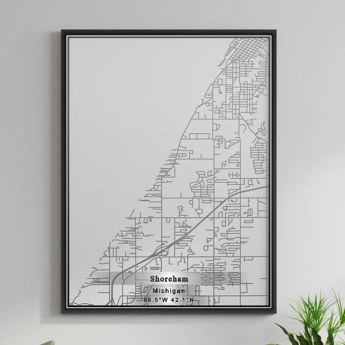 ROAD MAP OF SHOREHAM, MICHIGAN BY MAPBAKES