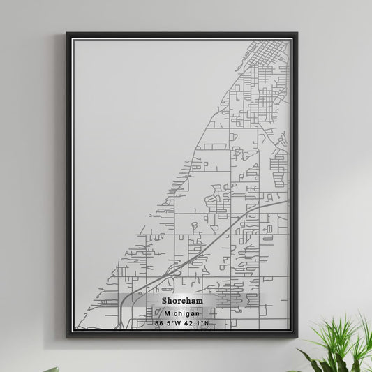ROAD MAP OF SHOREHAM, MICHIGAN BY MAPBAKES