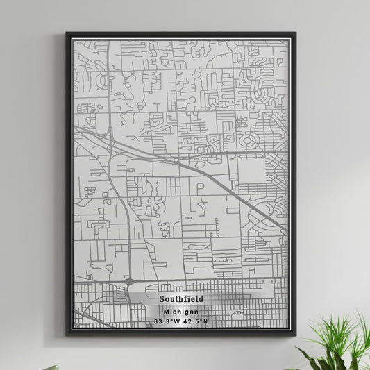 ROAD MAP OF SOUTHFIELD, MICHIGAN BY MAPBAKES
