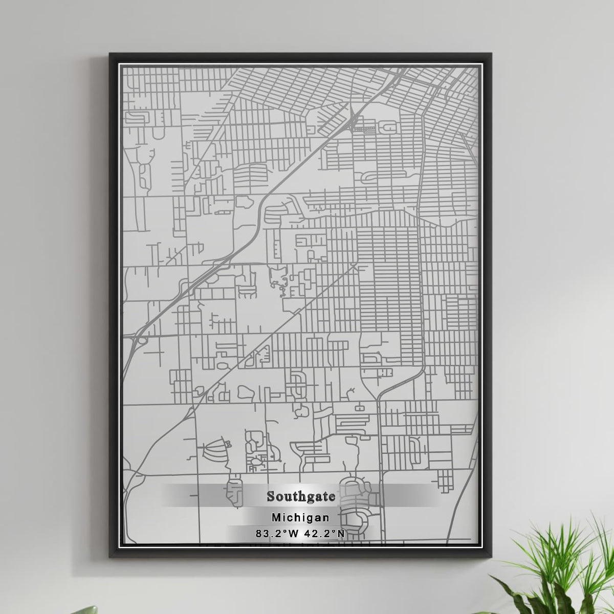 ROAD MAP OF SOUTHGATE, MICHIGAN BY MAPBAKES